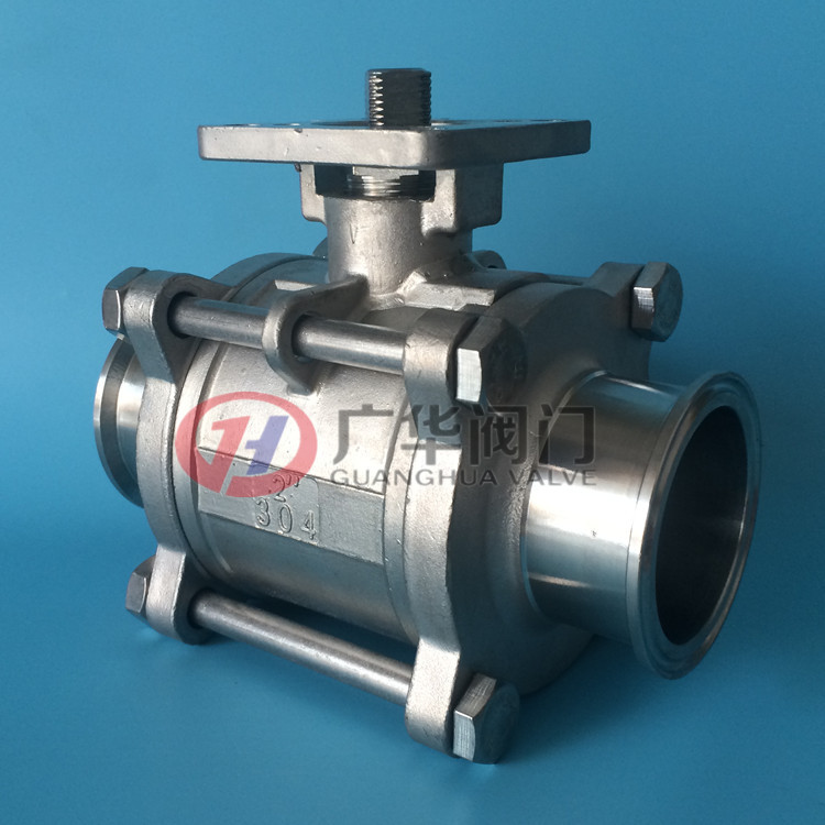 三片式带高平台快装球阀气动装置卡箍式球阀Q681F不锈钢球阀阀体