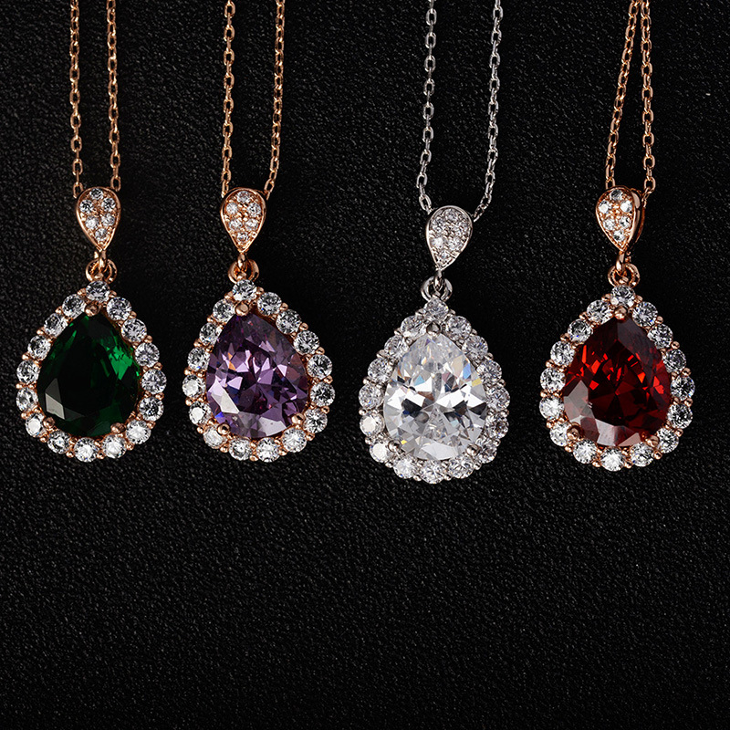 New Fashion Retro Item Water Drop Pendant Zircon Necklace Jewelry Wholesale display picture 6