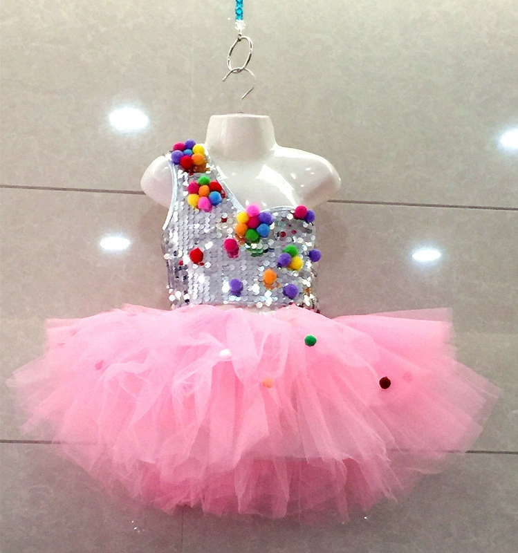 Детская 1 июня Детская одежда для выступлений Новая юбка с вуалью и пайетками для девочек Юбка принцессы для детского сада Одежда для ведущей Сценическая одежда Юбка-пончо