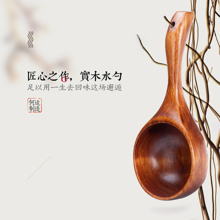 factory Direct selling Perfect Home Furnishing solid wood Watering Water scoop Ladybug Wooden spoon Japan and Korea customized paragraph