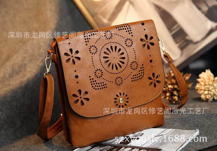 Guangzhou Leather material laser Punch holes machining a leather bag Handbags laser punching machining genuine leather laser Engraving