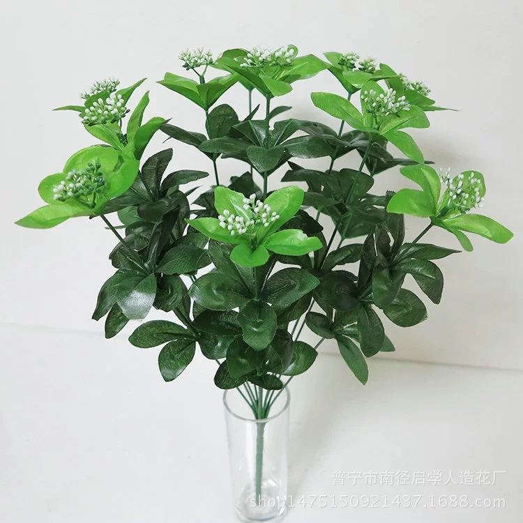 Искусственный цветок Лист рододендрона Искусственный цветок Пластиковый цветок Декоративный цветок Украшение дома Цветок Организация Миланский лист Зеленое растение