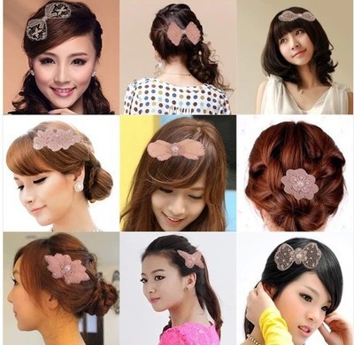 Korean Edition Hairdressing wholesale Japan and South Korea Popular Lace bow Post Liu posted Bangs fixed Magic stickers