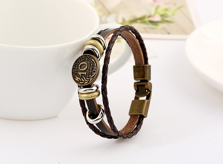 Vintage Jewelry Weaving Fashion Gas Leather Bracelet display picture 1