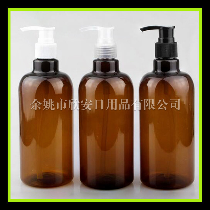 500ml螺旋泵棕色瓶 洗发水沐浴露护发素瓶500ML长颈PET压泵瓶