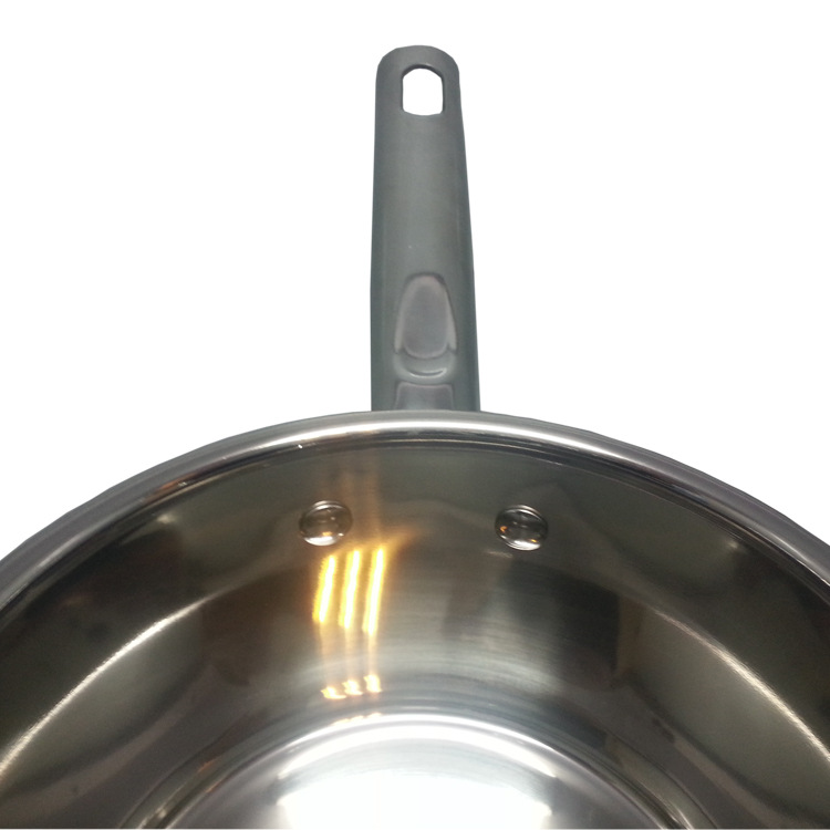 Factory direct sales of stainless steel milk pot, single-handle double-bottom non-magnetic milk pot, high-end household small cooking pot, steel handle gift pot detail image 5
