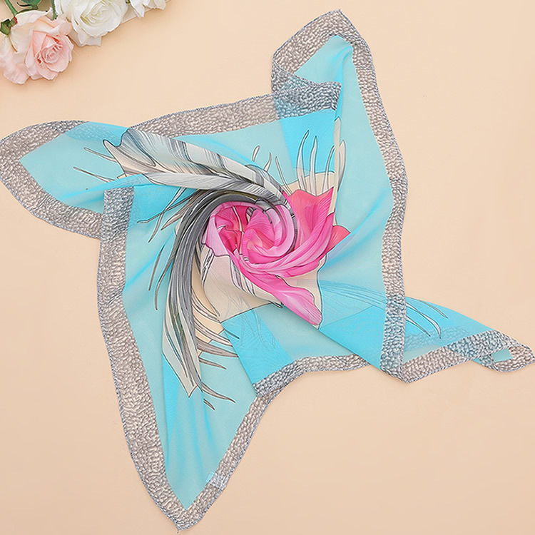Lenço quadrado grande de chiffon e seda para mulher proteção_voghion.com