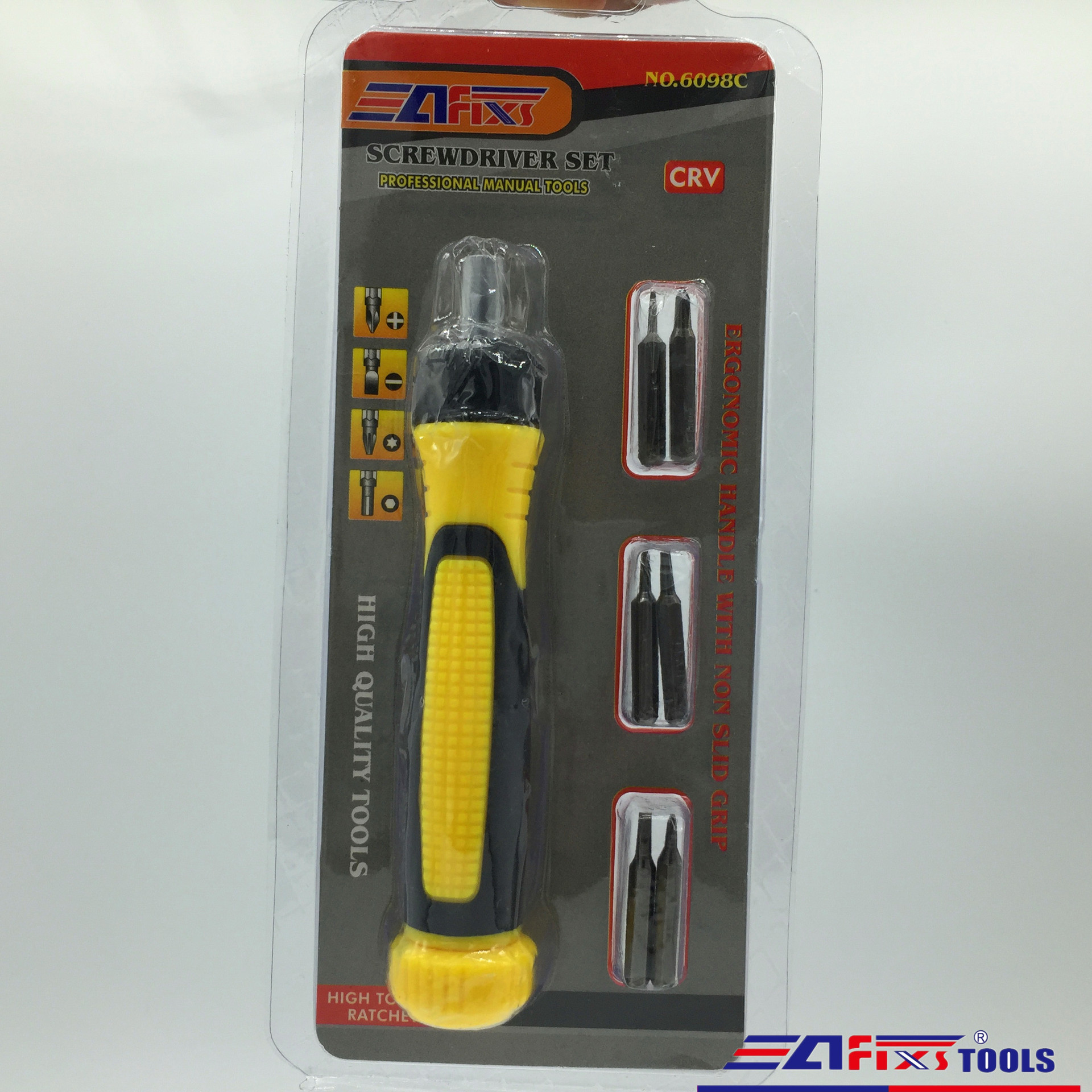 AFIXS厂家直销 6098C棘轮电讯螺丝刀套装 手机精密起子 家庭礼品