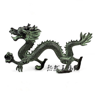 Антикварная бронза, зеленый украшение дракона бронзовый -ксангльонг захватывает жемчужные фэн -шуи коллекционеры домашние украшения мебель мебель