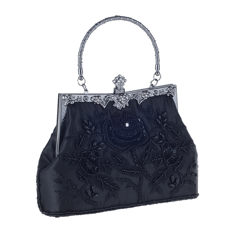 Vintage silk embroidered evening bag NHYG154192