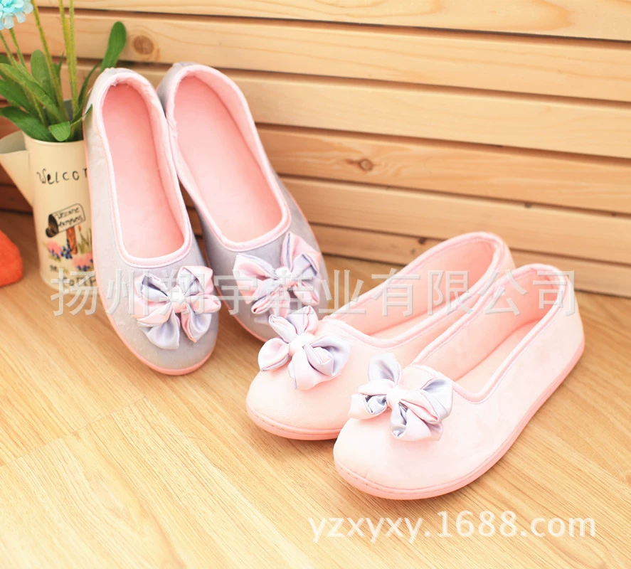 Two-color comfortable footwear with bow for pregnant, shoes, Korean style, soft sole