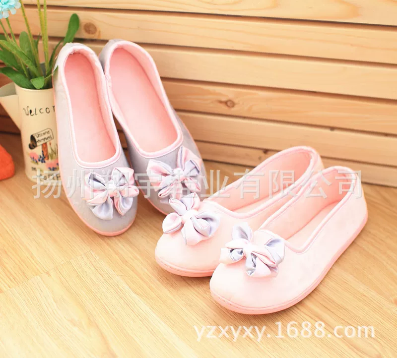 Two-color comfortable footwear with bow for pregnant, shoes, Korean style, soft sole