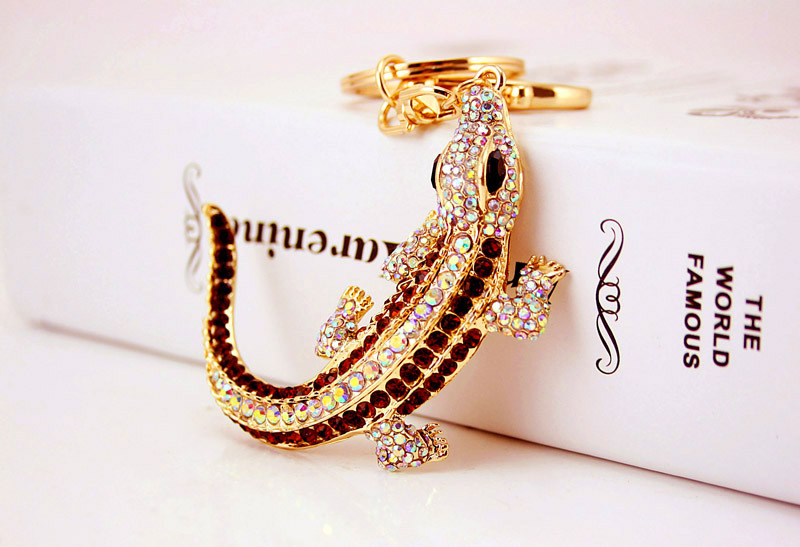 39g Weight Alloy, Metal Material Unisex Gender Korean Creative Cute Diamond Lizard Keychain 2
