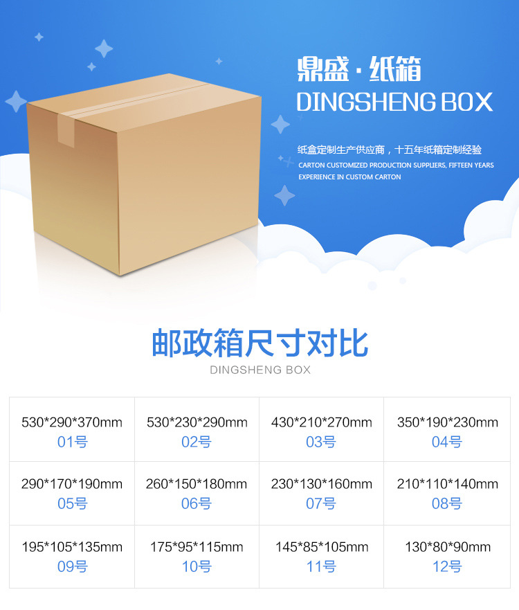 邮政纸箱尺寸图