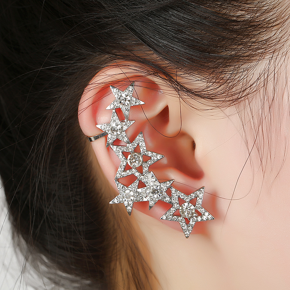 Crystal Star Exaggerated Earrings display picture 3