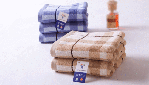 Gold towel pure cotton checkered towel G1051 men's face towel thick soft blue brown