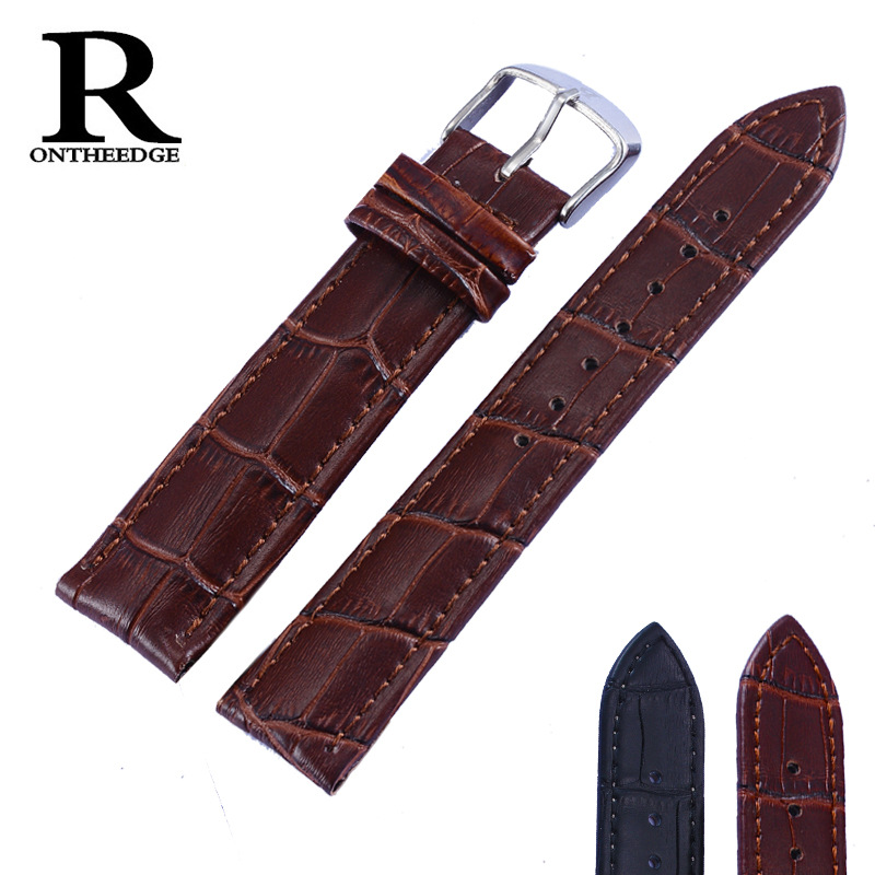 Manufactor wholesale cowhide Watch strap watch band parts men and women Really belt black brown 14/16/20/22MM
