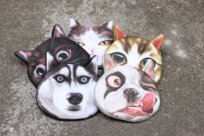 Ví đựng tiền lẻ thời trang, thiết kế hình chó mèo, kiểu dáng đáng