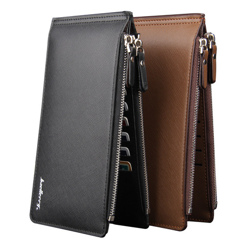 baellerry casual multi-card slot long men's wallet cross pattern multi-functional ultra-thin bank card holder wholesale