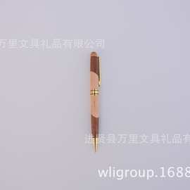 万里文具直销签字笔 木制圆珠笔 广告礼品促销笔 拼木原子笔