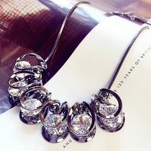 韓國風時尚誇張項鏈女 韓版高檔水晶鑽禮品項飾掛件 飾品批發爆款