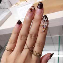 日系轻奢珠宝纯银925镀金指环指甲戒指 镶钻指圈 个性锆石戒指