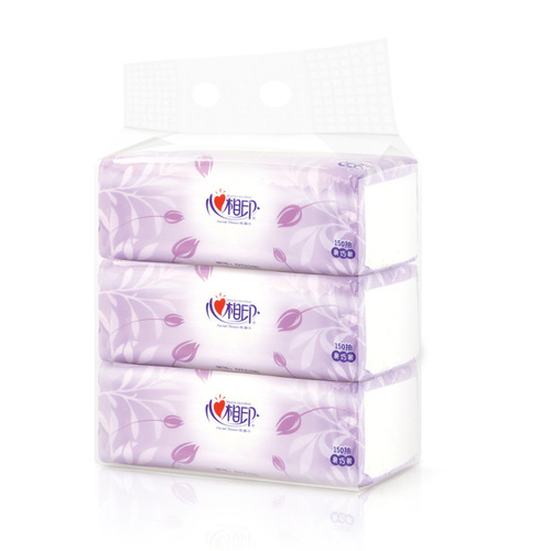 Heart Touch Facial Tissue Soft Packaging Facial Tissue Household 150 Drawings 1 Box 3 Bags Drawn Napkin Sanitary Paper DT2150 