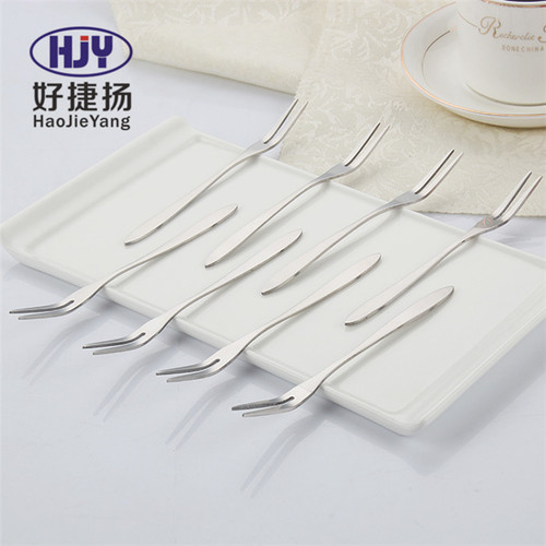 Stainless steel fruit fork Western dessert spoon two-tine fork cake fork new Korean fruit pick tableware laser