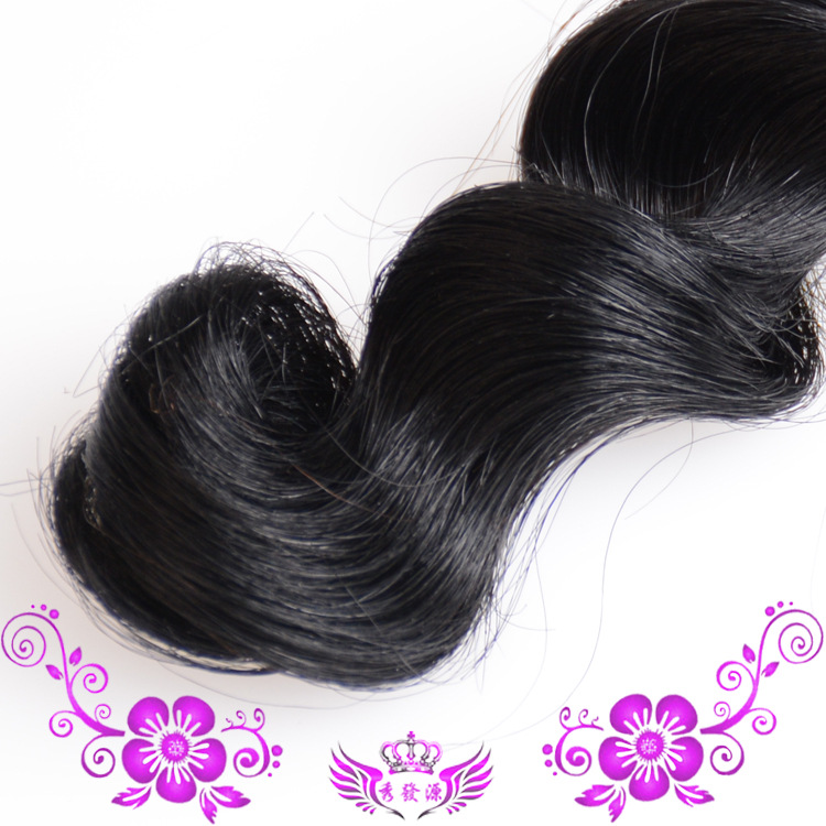 Jet black real wig loose wave color 1