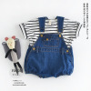 Summer children's denim overall suitable for men and women, T-shirt for leisure, bodysuit, lifting effect