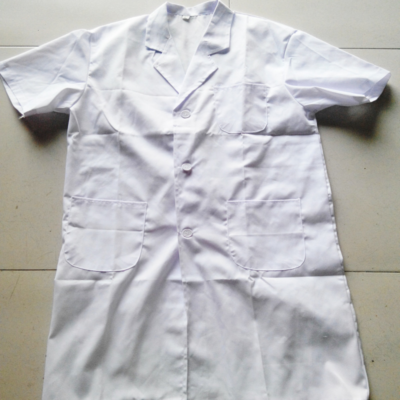 白大褂半袖工作服男女搬运服白大褂劳保服长袍马褂工作装绣字印字