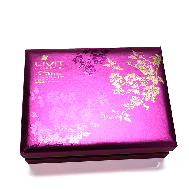 厂家定制个性时尚化妆品包装盒优质留缝翻盖礼品盒内衬加绸布纸盒