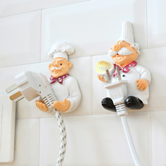 Cartoon power cord storage rack creative home plug organizer bracket kitchen chef plug hook strong sticky hook