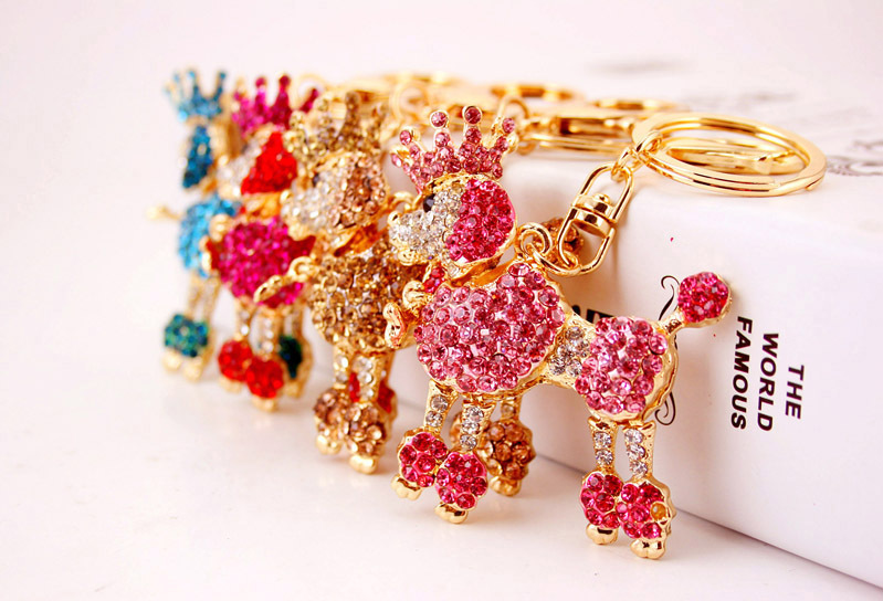 50g Weight Alloy, Metal Material Animal Pattern Unisex Gender Pink, Red, Blue, Gold Color Cute Crown Poodle Dog Key Chain 2