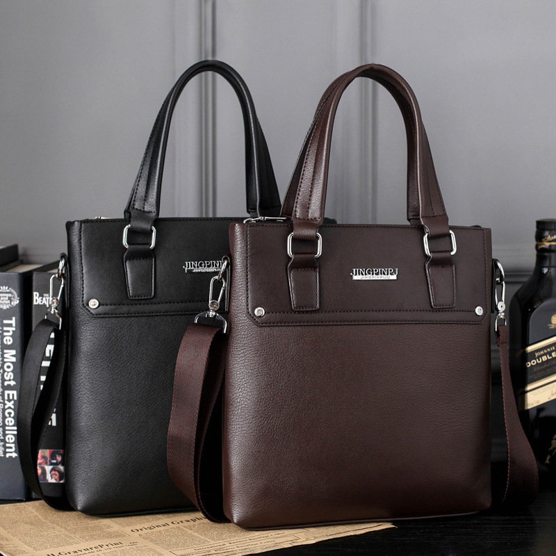 man pu Leather handbag 2019 leisure time business affairs Briefcase Amazon All-match fashion One shoulder Inclined shoulder bag