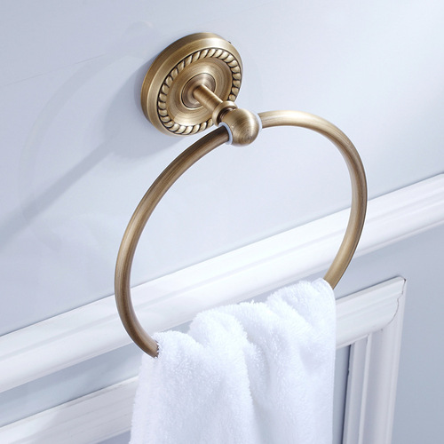 Bathroom manufacturer wholesale price bathroom bathroom pendant European hardware brass antique towel ring hanging ring pure copper