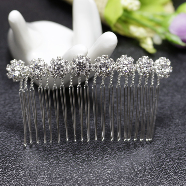 Women's Fashion Waves Flower Alloy Rhinestone Insert Comb display picture 3