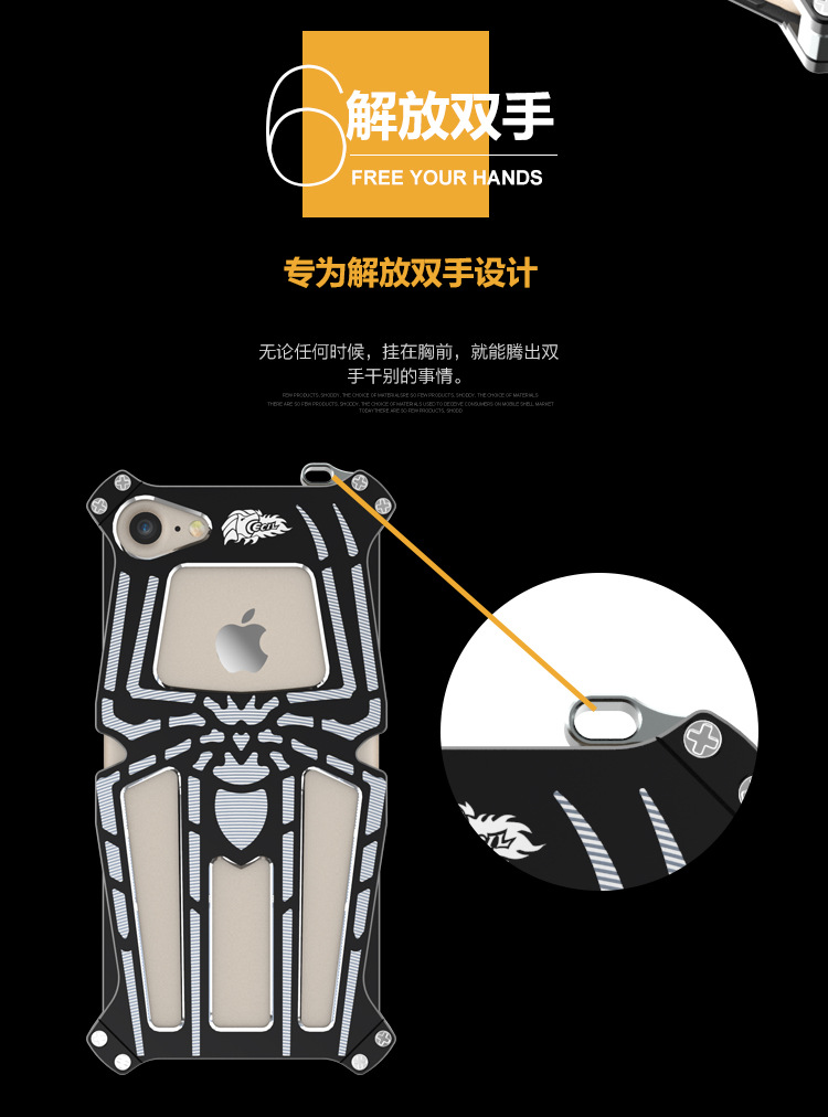 CECIL Spider-Man Aerospace Aluminum Shockproof Metal Shell Case Cover for Apple iPhone 7 & iPhone 7 Plus