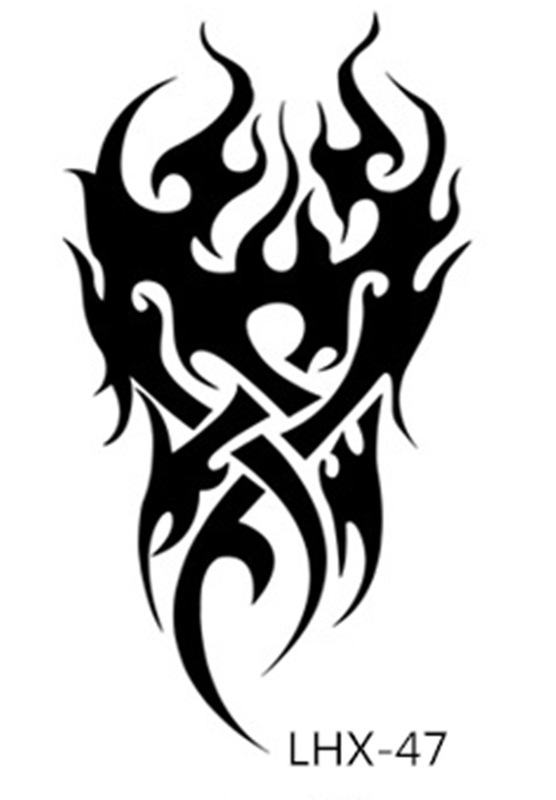 Environmental protection large waterproof flower arm tattoo Black Flame totem body painting simulation Tattoo Factory wholesale direct sales