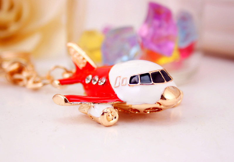 36g Weight Alloy, Metal Material Constellation Pattern Unisex Gender Coffee, Red, Blue, Black Color Korean Creative Cute Civil Aviation Small Aircraft Model Metal Keychain Wholesale 13