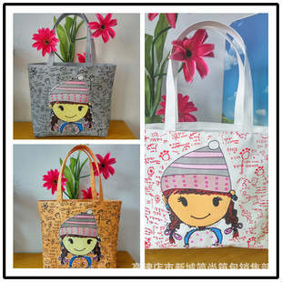Canvas bag cartoon small braid bag large capacity portable shoulder fashion shopping bag environmental protection bag to map processing customization