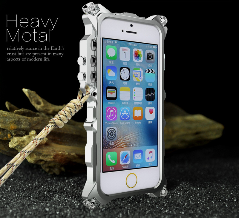 SIMON Mechanical Arm Skull Punk Premium Aluminum Metal Bumper Shockproof Case Cover for Apple iPhone SE/5S/5