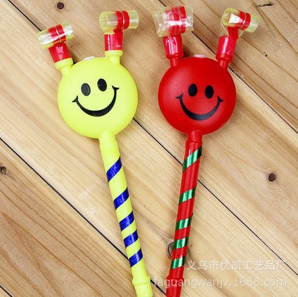 卡通大号37.5厘米笑脸长杆吹龙 新奇助威玩具 热销经典地摊批发