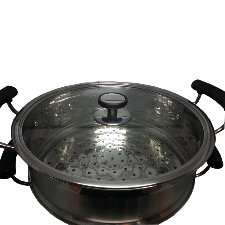 Manufacturer's stainless steel steamer with a double bottom, Korean-style two-layer steamer, steamer cage, household multi-functional export steamer detail image 10
