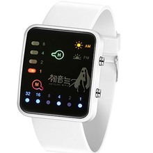 初音未來標志激光LED手表 個性LED手表 學生手表二進制手表動漫