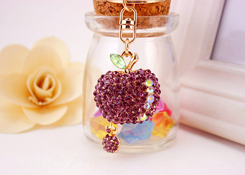 26g Weight Alloy, Metal Material Heart Pattern Unisex Gender White, Pink, Purple, Blue Color Cute Diamond-studded Small  Keychain 13