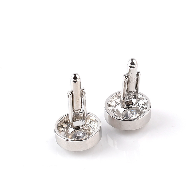 Men's Gender Inlay Design 1 Pair Simple Style Shiny Round Rhinestone Inlay Rhinestones Men's Cufflinks