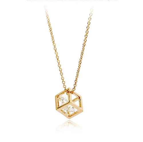 Necklace Earrings Two-piece Square Body Set With Zircon Pendant Jewelry display picture 1