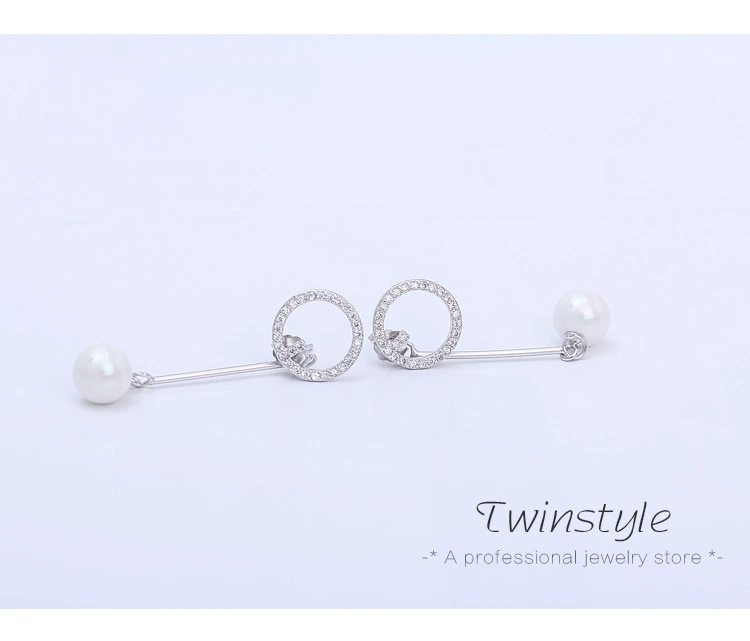 Long earrings, accessory from pearl, silver 925 sample, Korean style, 925 sample silver