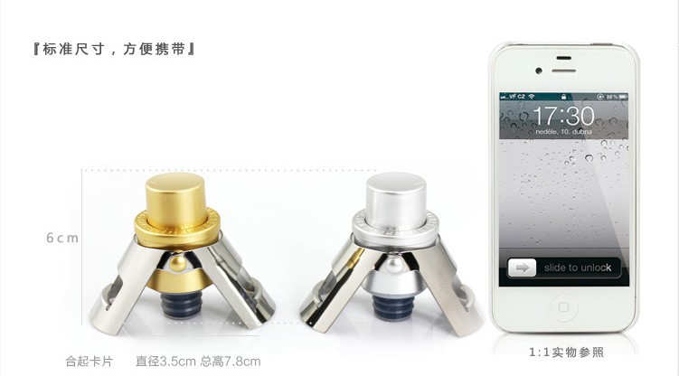 En stock directo de fábrica de acero inoxidable champán tapón de vino tapón de vacío preservación binaural champán tapón